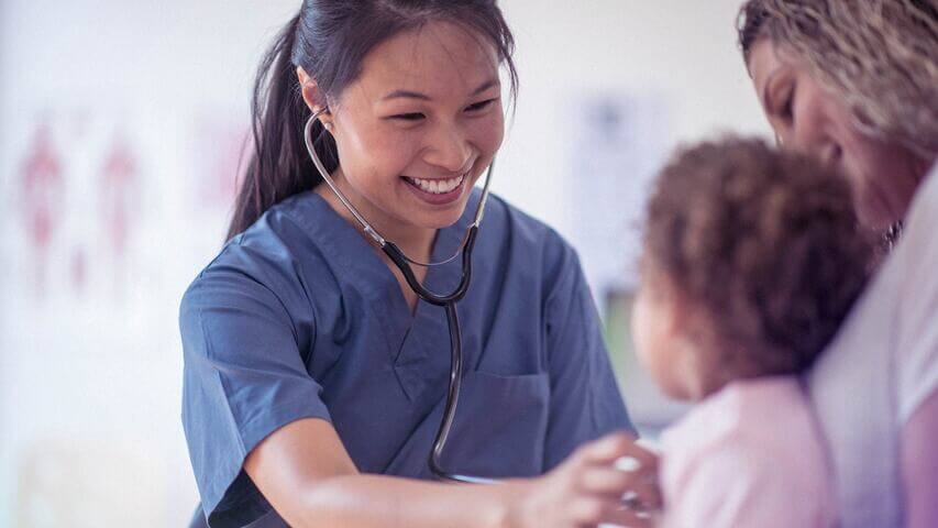 Physician with a young patient