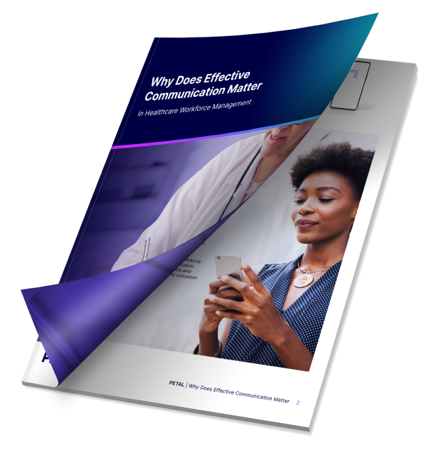 Cover of Petal whitepaper: Why does effective Communication Matter with a doctor holding a pen and a woman looking at her cellphone.