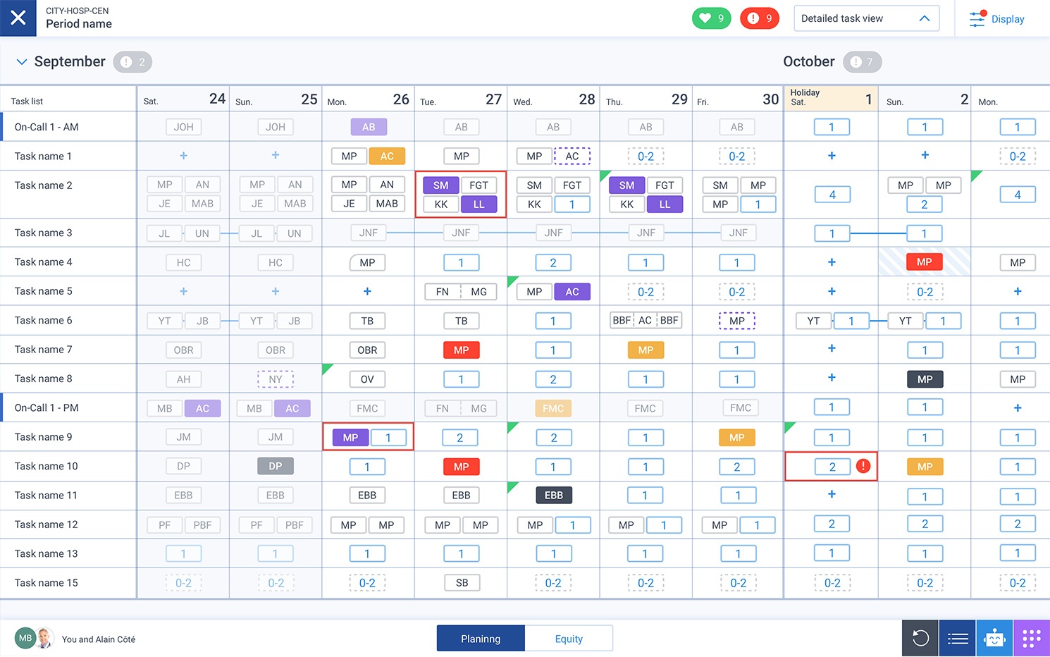 Planning Tool - Schedule Creation