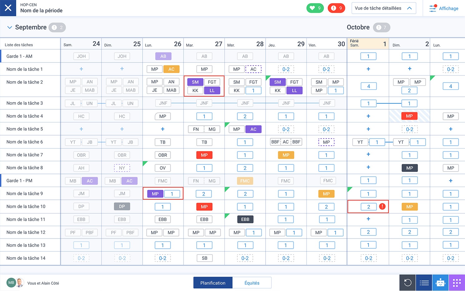 planification creation horaires