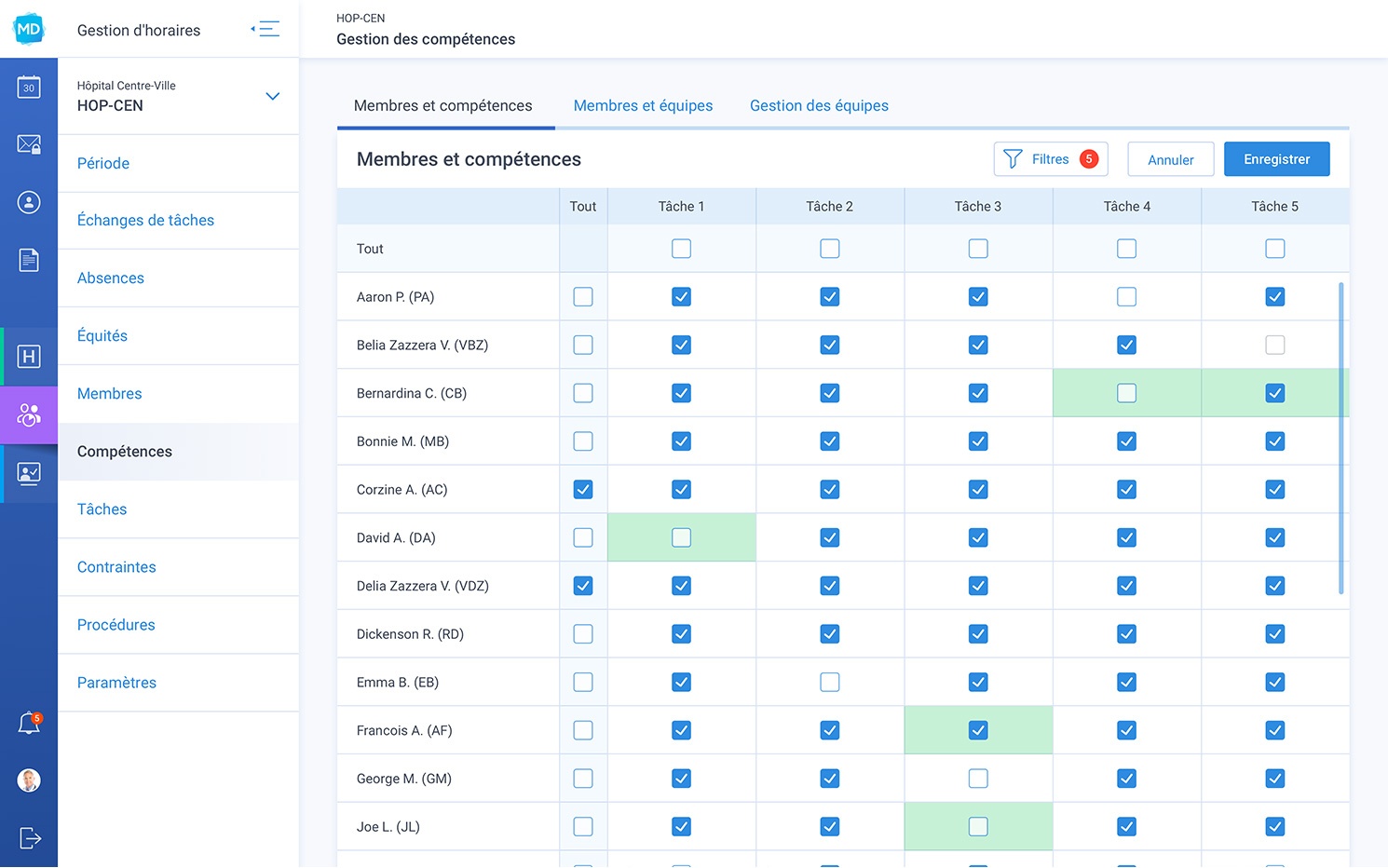 gestion competences planificateur medecin