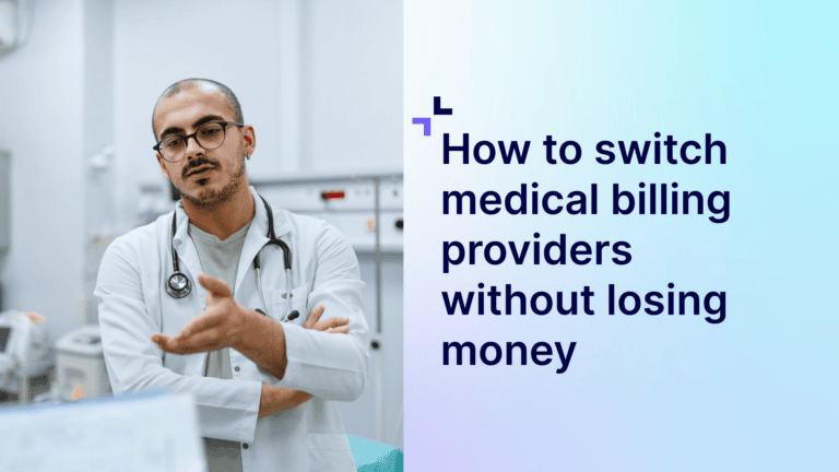 A graphic featuring a doctor speaking to someone on the left side and the article's title on the right side.