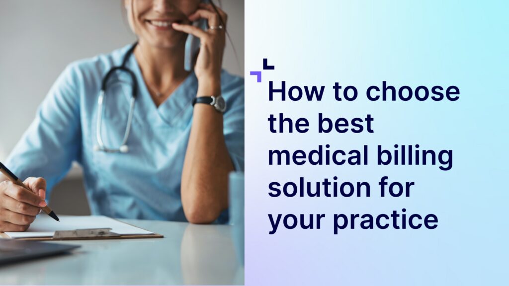 A doctor is smiling while on the phone with a pen in their hand and a clipboard and a laptop in front of her.