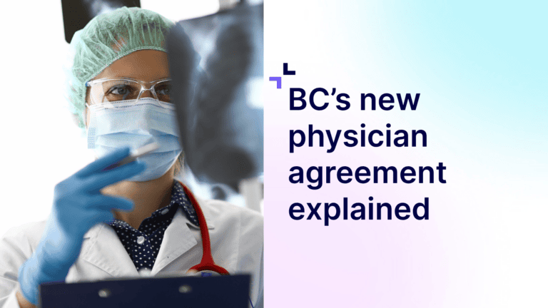A graphic with a photo of a doctor reviewing medical imaging on the left side and the article's title on the right side.